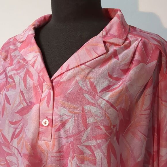 Plus Size Vintage 70s crepe floral high v neck blouson sleeve blouse Size XXL - Picture 4 of 10